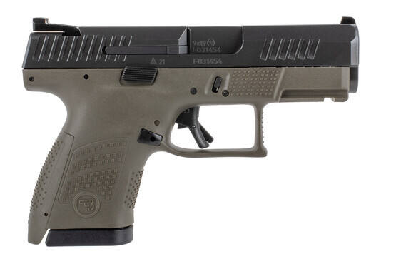 CZ P-10S Sub Compact 10-Round 9mm Pistol in OD Green has a 3.5-inch barrel